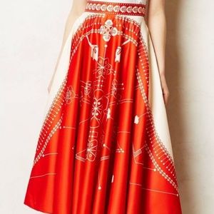 Red Anthropologie Sundial Skirt